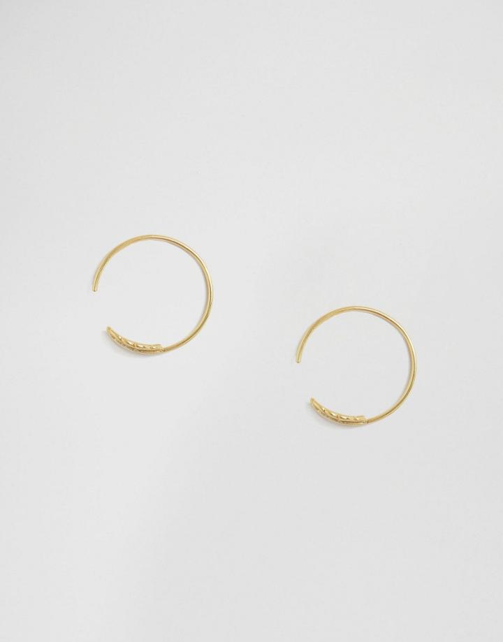 Orelia Leaf Through & Through Hoops - Gold