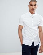 River Island Muscle Fit Poplin Shirt In White - White