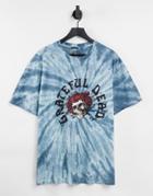 Asos Design T-shirt With Grateful Dead Print In Tie Dye Blue-blues