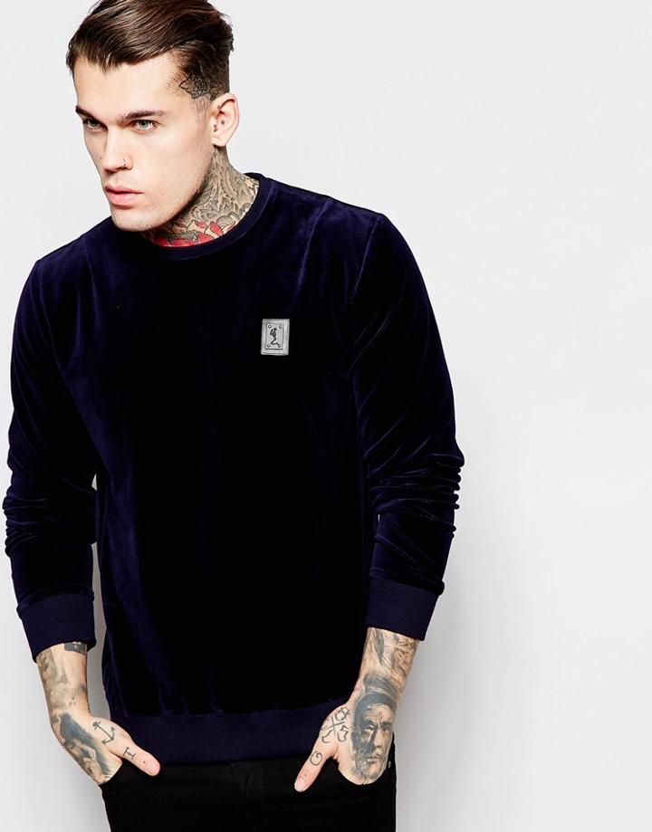 Religion Velour Sweatshirt - Navy