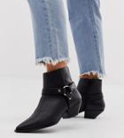 Asos Design Wide Fit Aidan Harness Western Ankle Boots In Black