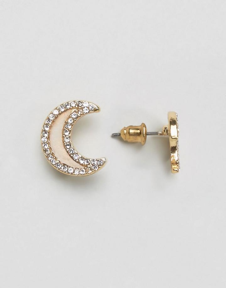 Asos Pretty Moon Stud Earrings - Gold