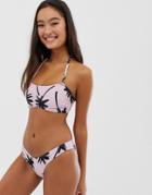 Luxe Palm Mix And Match Super Cheeky Bikini Bottoms In Palm Print - Pink