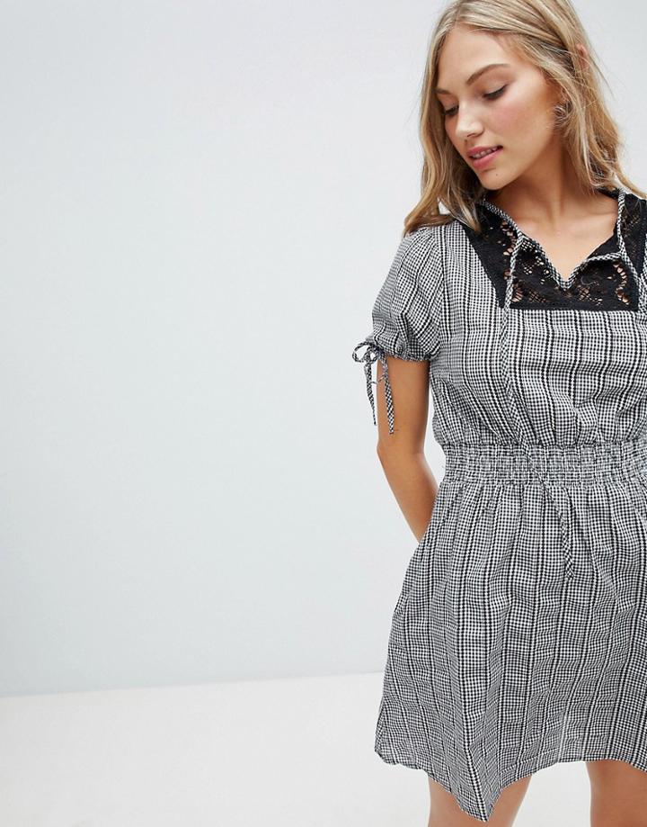 Hazel Gingham Smock Dress - Black
