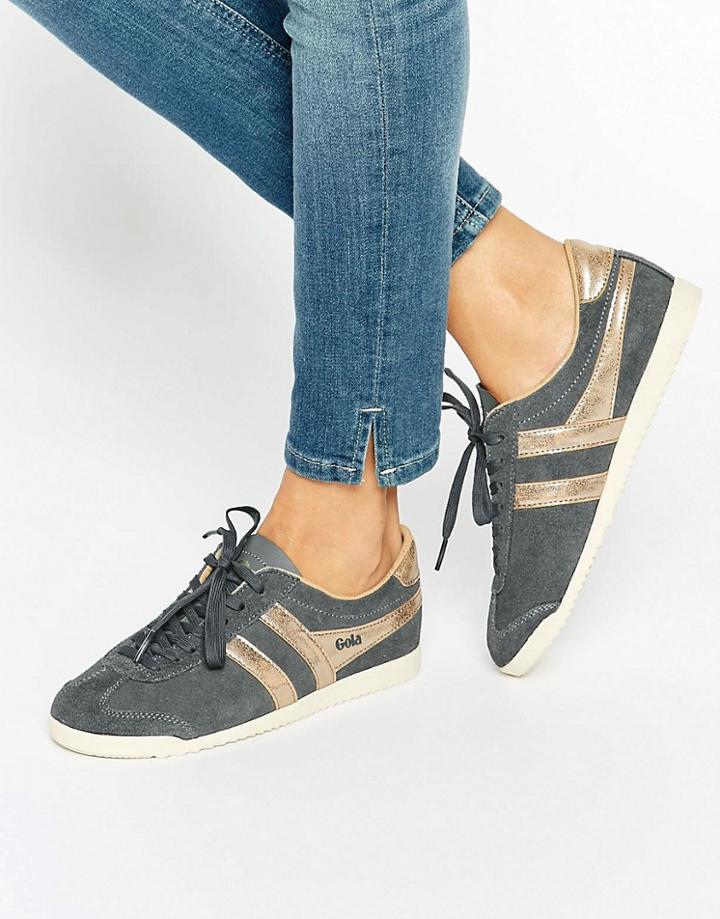 Gola Classic Bullet Sneakers In Gray & Gold - Gray