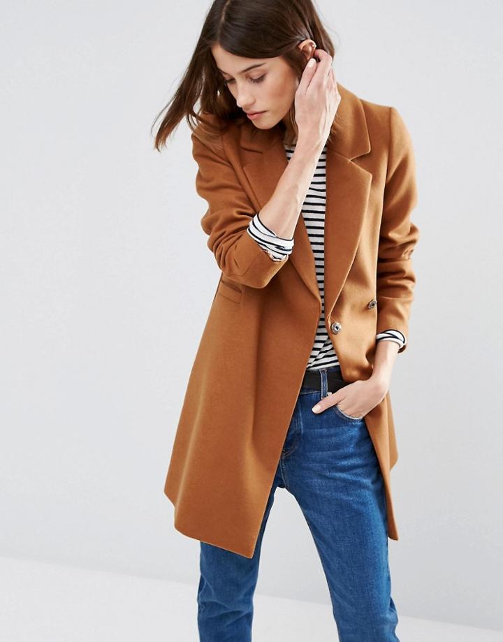 Warehouse Clean Tailored Coat - Tan