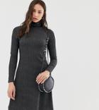 New Look Tall Brushed Rib Roll Neck Dress In Gray