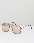 Jeepers Peepers Oversized Square Aviator Sunglasses With Tinted Lens - Orange