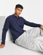 Selected Homme Long Sleeve Polo In Navy