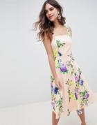 Asos Design Floral Square Neck Prom Dress - Multi