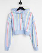 Tommy Jeans Pastel Collection Cropped Hoodie In Stripe-blues
