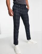 River Island Skinny Suit Pants In Navy Check