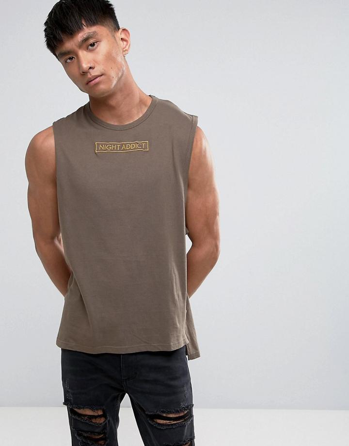 Night Addict Logo Oversized Tank - Green