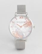 Olivia Burton Ob16vm20 Abstract Floral Mesh Watch In Silver - Silver