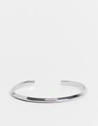 Asos Design Cuff Bracelet With Angled Edge In Silver Tone