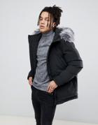 Devils Advocate Premium Japanese Faux Fur Hooded Parka Jacket - Black