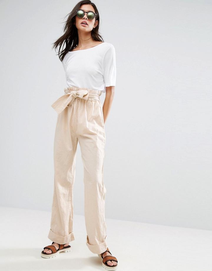 Asos Karate Wide Leg Pants - Stone