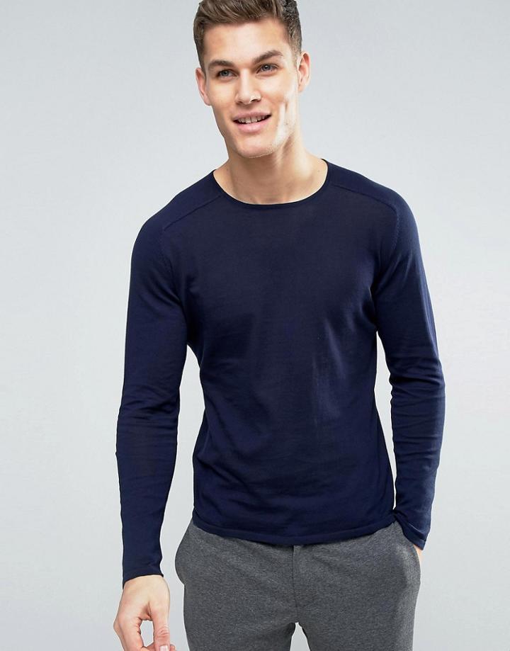 Jack & Jones Premium Fine Knit Sweater - Navy
