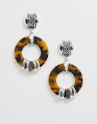 Asos Design Earrings With Tortoiseshell Ring And Wrapped Effect - Multi