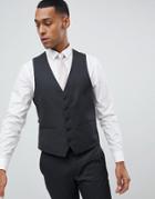 Moss London Skinny Suit Vest In Charcoal - Gray