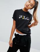 Fila Relaxed Boyfriend T-shirt With Multi Color Logo - Black