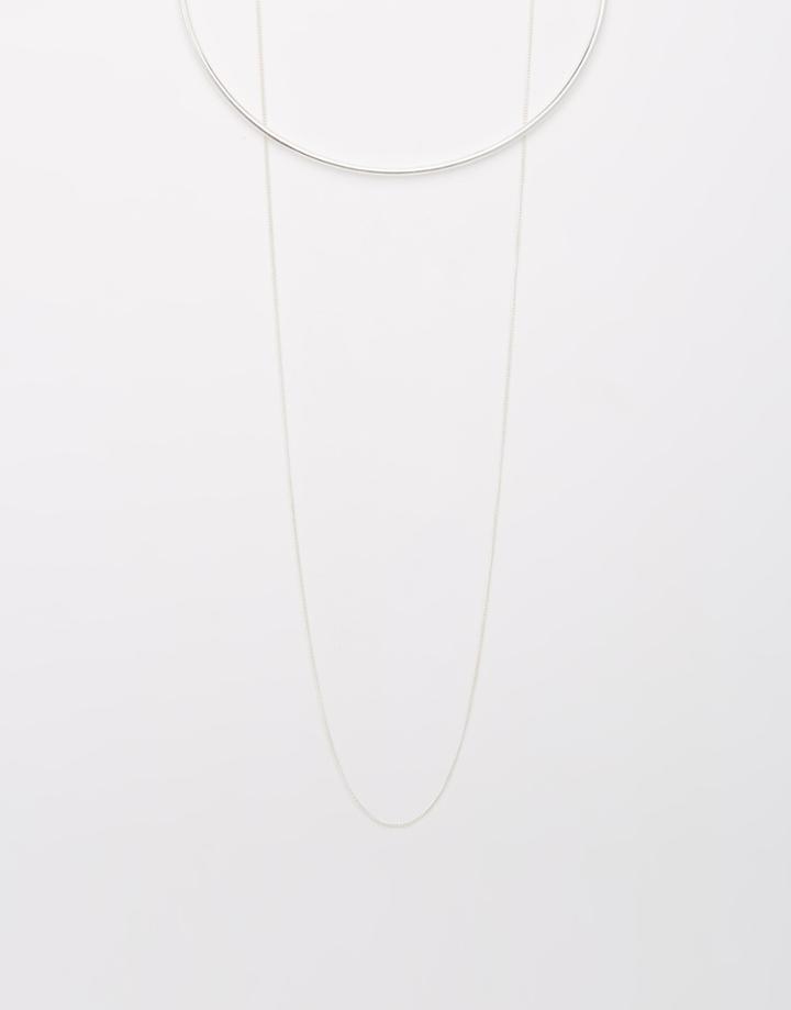 Pieces Tikka Back Chain Necklace - Silver