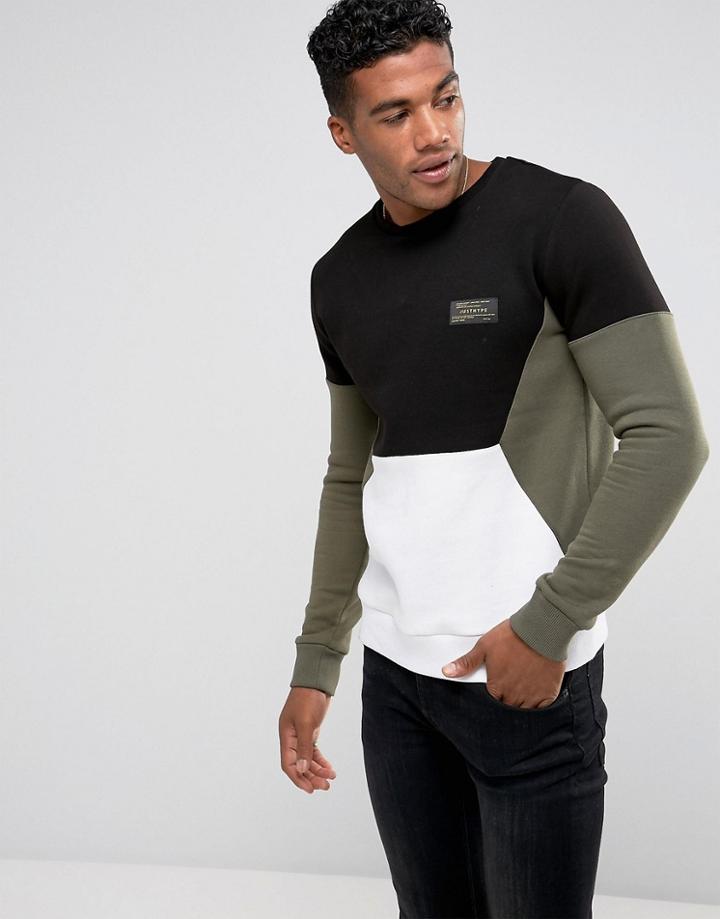 Hype Sweatshirt In Black With Contrast Panels - Black