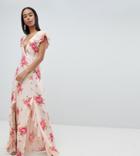 Asos Design Tall Plunge Maxi Dress In Floral Print - Multi