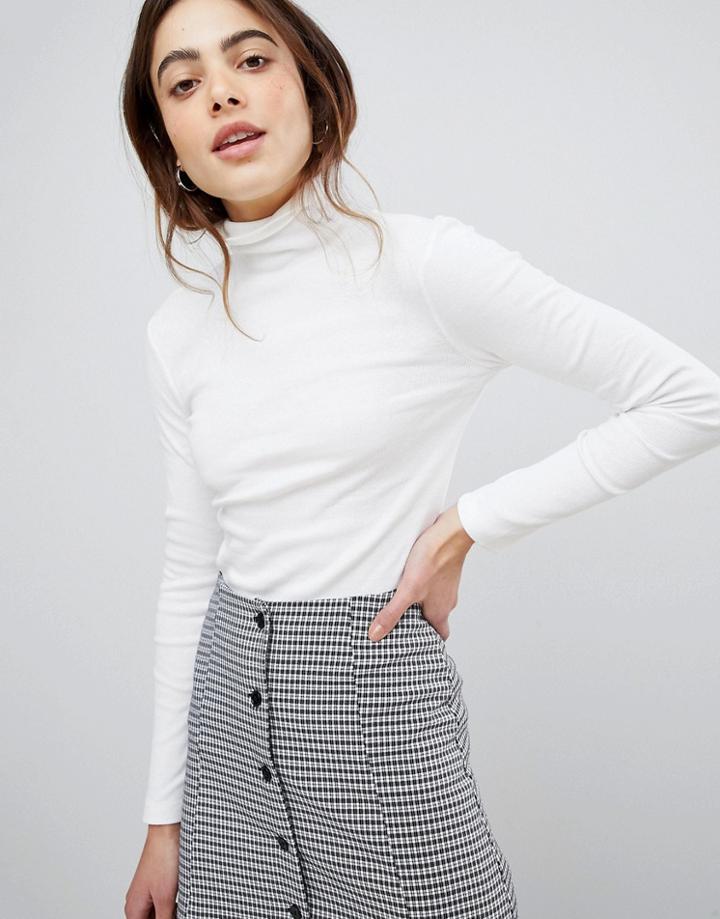 Brave Soul Adrian Roll Neck Top - Cream