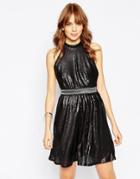 Wyldr Backroom Skater Dress In Sequins - Black
