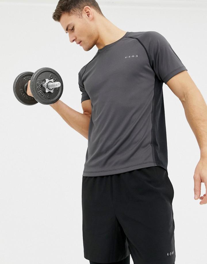 Asos 4505 T-shirt With Breathable Mesh Back Panel And Taped Seams - Gray