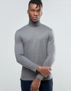 Selected Homme Longsleeve Roll Neck Top - Gray