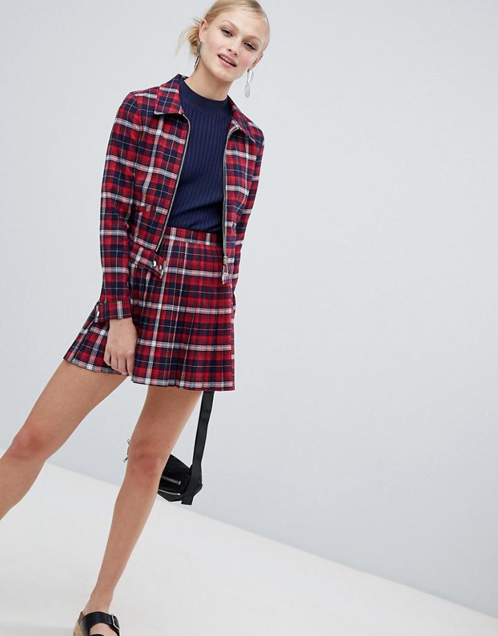 Monki Check Pleated Mini Skirt Two-piece - Multi