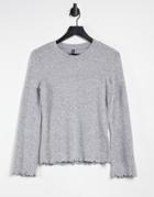 Pieces Long Sleeve Jersey Top In Heather Gray-grey