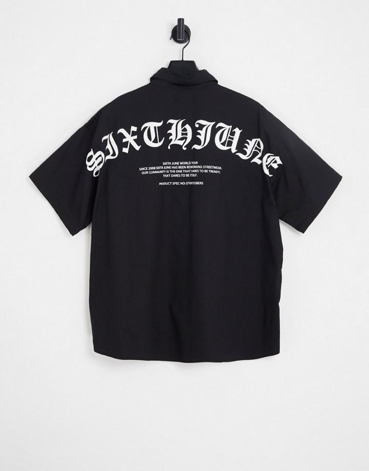 Sixth June Gothic Backprint Shirt In Black