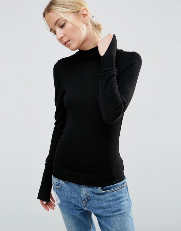 Asos Sweater With Turtleneck In Soft Yarn - Black