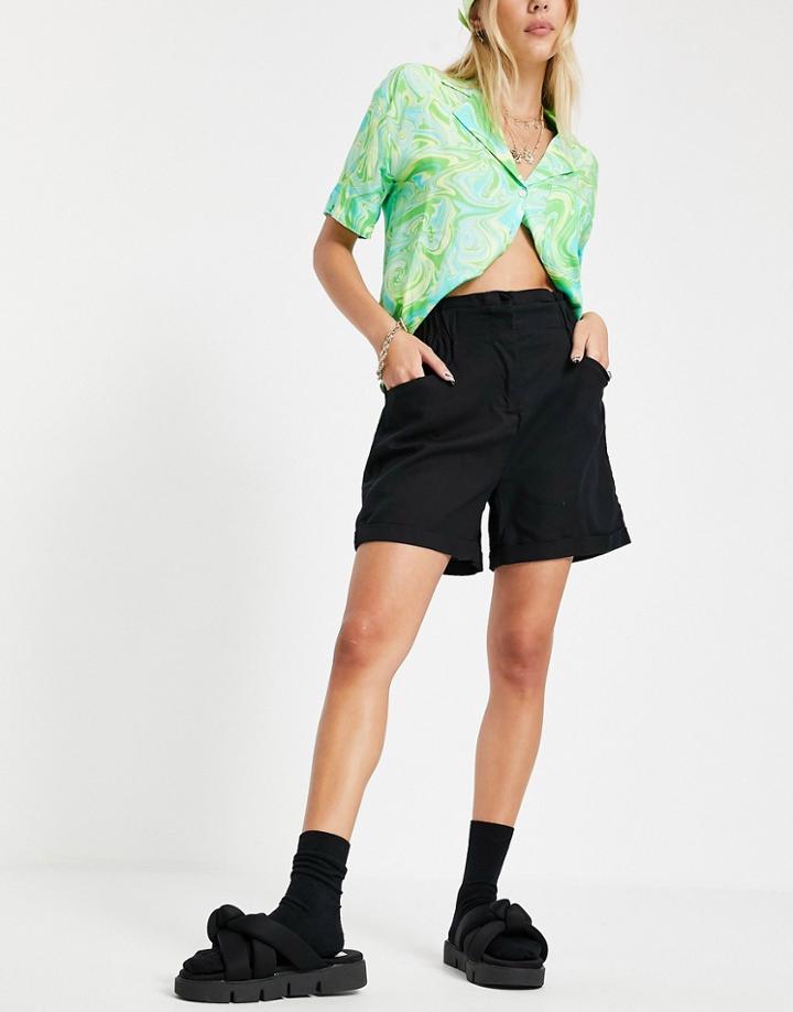 Noisy May Linen Shorts In Black - Part Of A Set