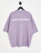 Asos Dark Future Oversized T-shirt With Logo Prints In Purple