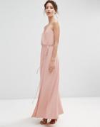 Asos Wedding Crepe Strappy Wrap Maxi Dress - Pink