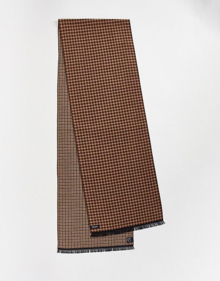 Gianni Feraud Micro Check Scarf In Brown
