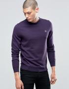Fred Perry Sweater With Crew Neck In Blackcurrant Marl - Purple