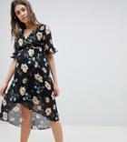 New Look Maternity Floral Print Midi Dress In Multi