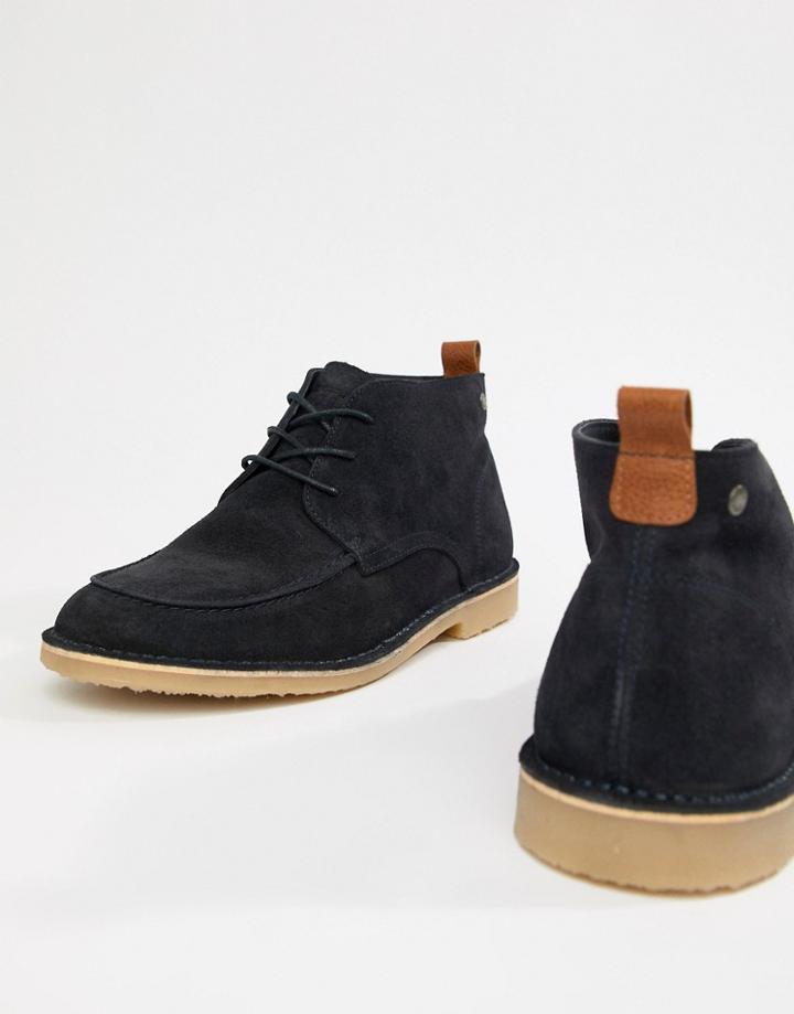 Jack & Jones Suede Lace Up Boots - Navy