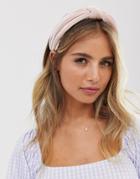 Pieces Velvet Knot Headband In Pale Pink - Pink