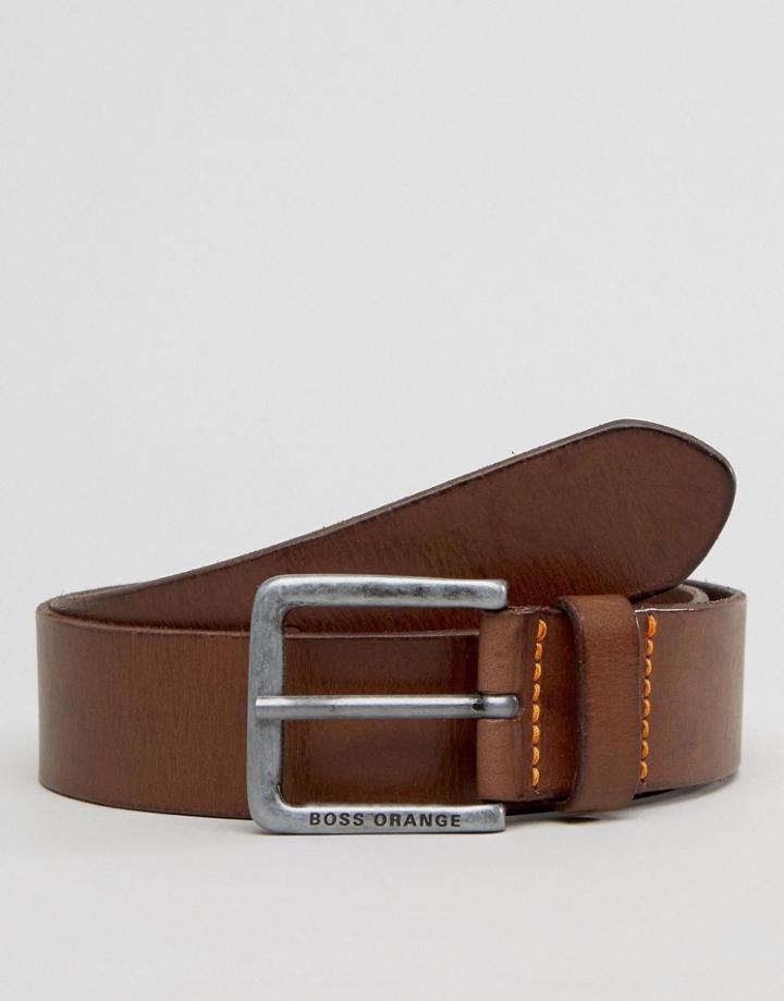 Boss Orange By Hugo Boss Jeek Leather Jeans Belt Brown - Brown