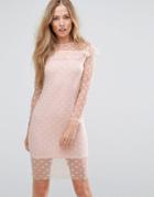 Parisian Mesh Frill Detail Dress - Pink