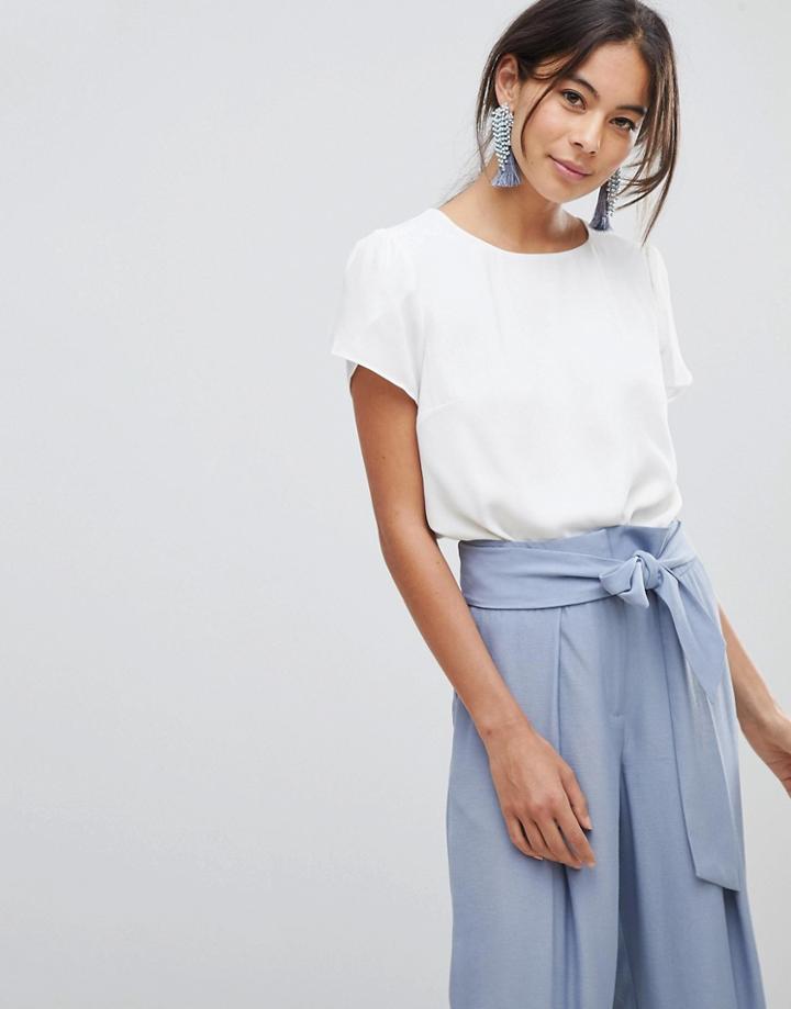 Oasis Cap Sleeve Minimal Blouse - White