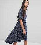 Vero Moda Tall Check Frill Skater Dress - Green