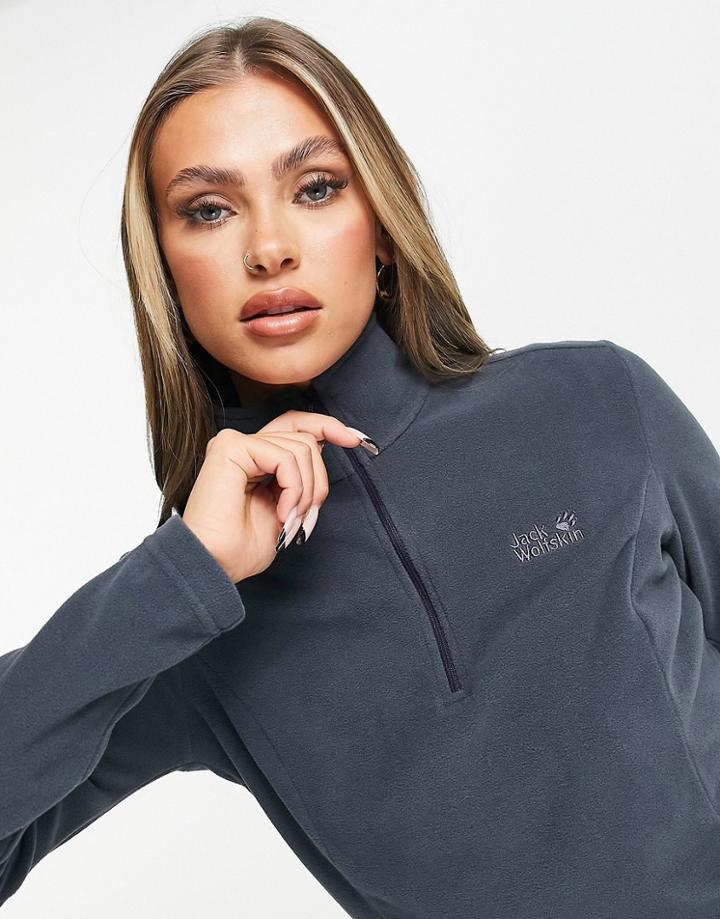 Jack Wolfskin Gecko 1/4 Zip Fleece In Navy-gray