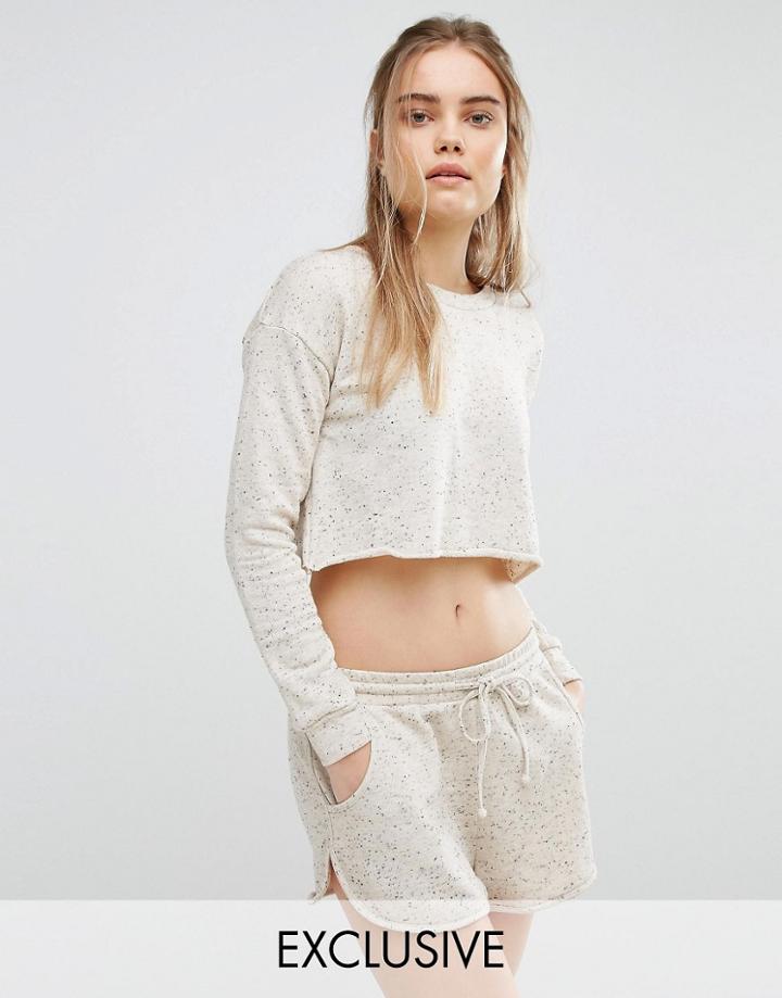 Stitch & Pieces Slouchy Crop Top - Beige